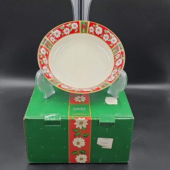Charlton Hall Japan Classic Traditions Christmas Soup Bowls Set of 4 Japan 7 3/4 - Picture 1 of 5